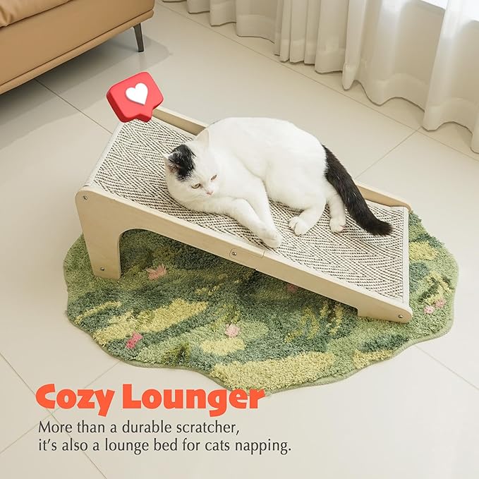 PETKARAY Cat Scratcher, Sisal Scratching Ramp, L Shape Cat Scratch Pad for Indoor Cats, Wall Furniture Protector Large Size