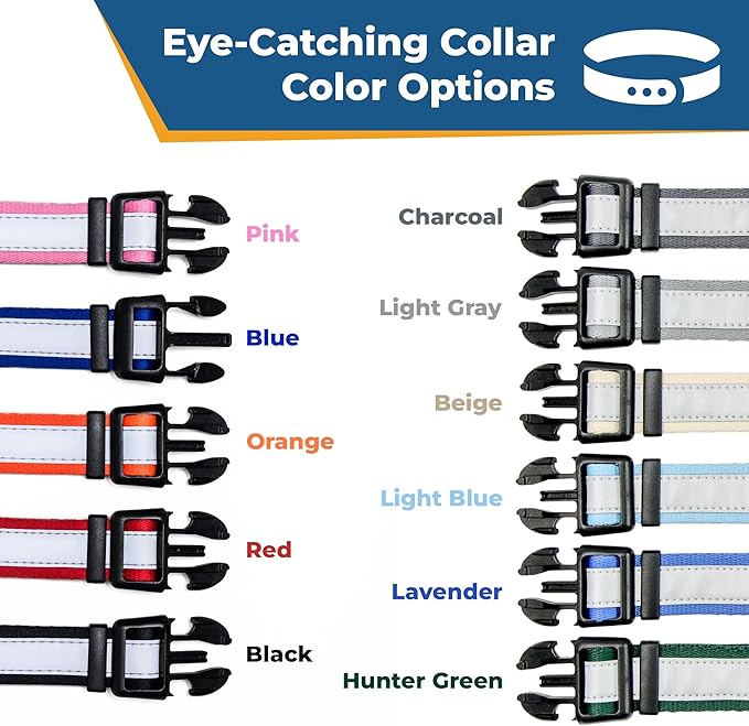 GoTags Reflective Personalized Dog Collar with Nameplate, Adjustable Dog Collar with Custom Engraved Steel Slide On Pet ID Tag, Silent, No Noise Dog Tag for Large Medium or Small (Hunter Green, Small)