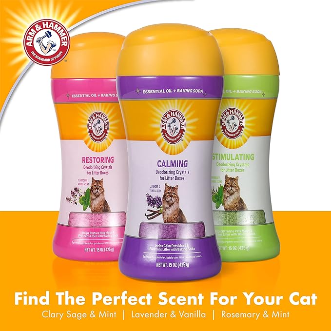 Arm & Hammer Restoring Cat Litter Box Deodorizing Crystals, Clary Sage & Mint Scent - Cat Smell Eliminator for Home, Odor Control, Cat Litter Crystals, Cat Essentials, 15 Ounce
