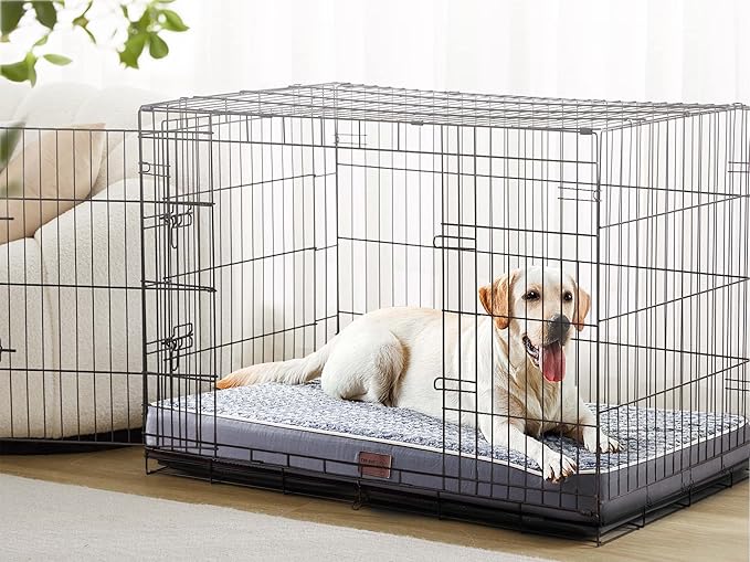 Figopage Orthopedic Memory Foam Dog Bed for Large Dogs, Waterproof Dog Crate Bed, Washable Pet Mat with Removable Cover and Nonskid Bottom (XXXL(50"x36"x3.5"), Grey)