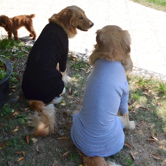 Lovelonglong Four Feet Dog Lightweight Pajamas, Pure Cotton Dog Jumpsuits 4 Legs Dog Onesies T-Shirt Stylish PJS Puppy Costume for Large Medium Small Dogs Black M