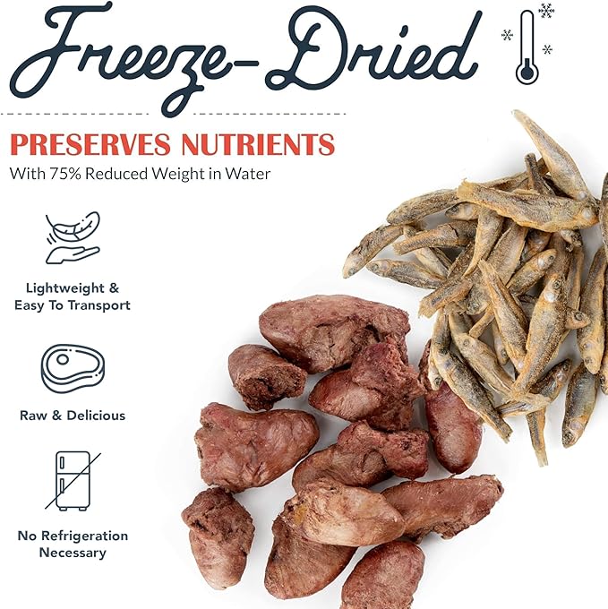 Flourish Pets Freeze Dried Raw Pet Treats for Dogs (Lg Minnows & Lg Chicken Hearts, 2-Pack)