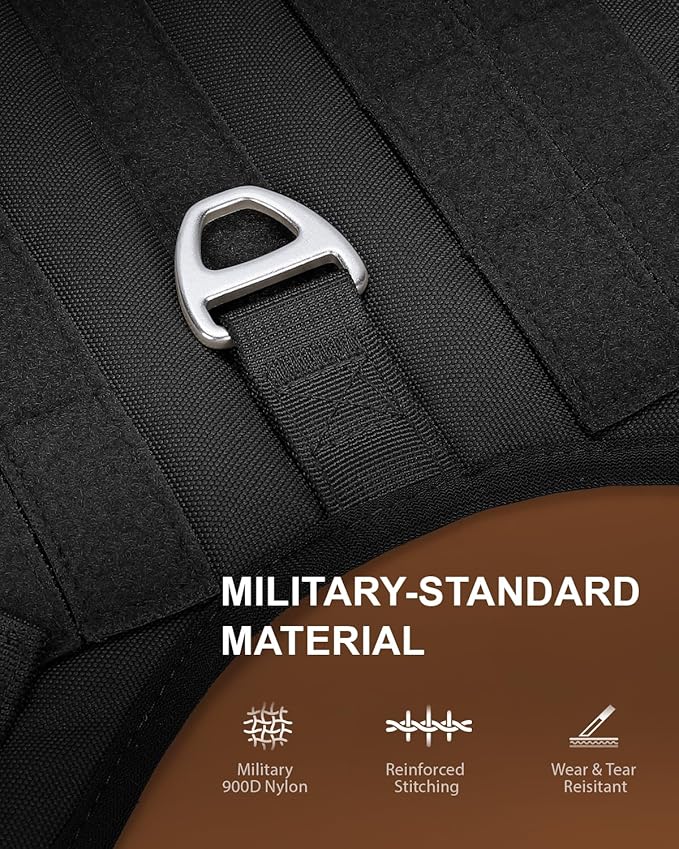 FAYOGOO Tactical Dog Harness for Large Medium Breed - Mesh Breathable Dog Harness Escape Proof with Handle - No Pull Military Service Dog Vest with Removable Patches for Walking,Training,Hiking