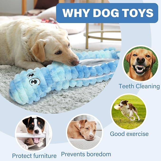 Prime Pets Dog Toys for Large Dogs, 27“ Extra Large Plush Octopus Dog Toy, Crinkle Squeaky Dog Toys to Keep Them Busy, Interactive Tug of War Pet Toy for Small Medium Large Breeds, Tie-dye Blue
