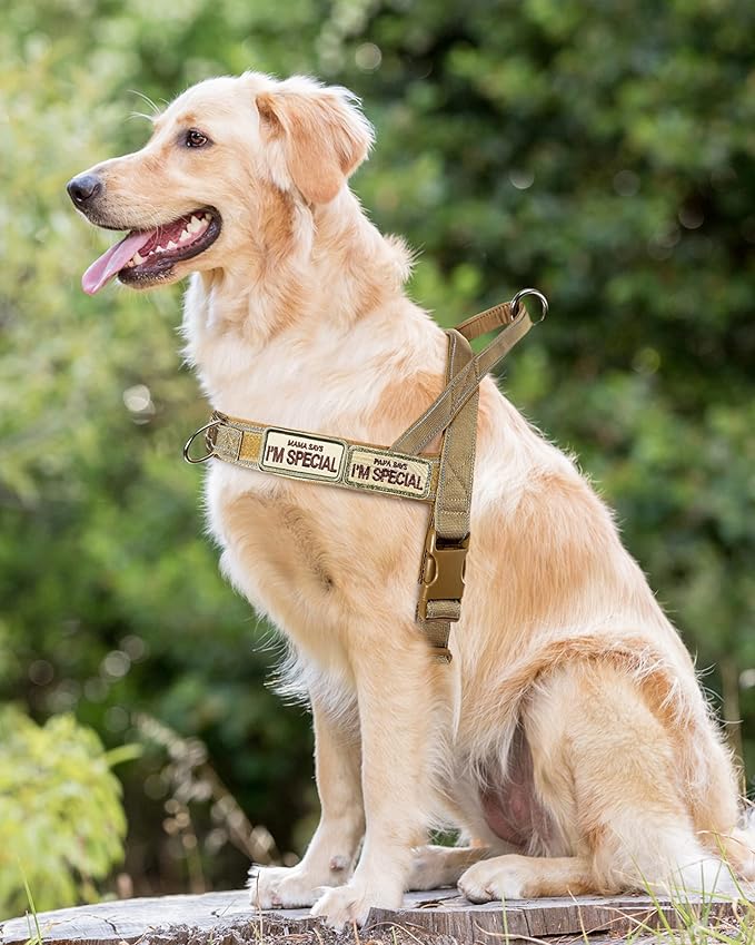 No Pull Dog Harness for Medium Large Dogs, Escape Proof Adjustable Dog Harness Brown Camo, M