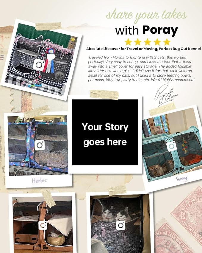 Portable Twin Compartment Show House Cat Cage Condo,Comfy Puppy Home Dog Travel Crate with Carry Bag,2 Hammocks and Mats & Collapsible Litter Box and Water Bottle