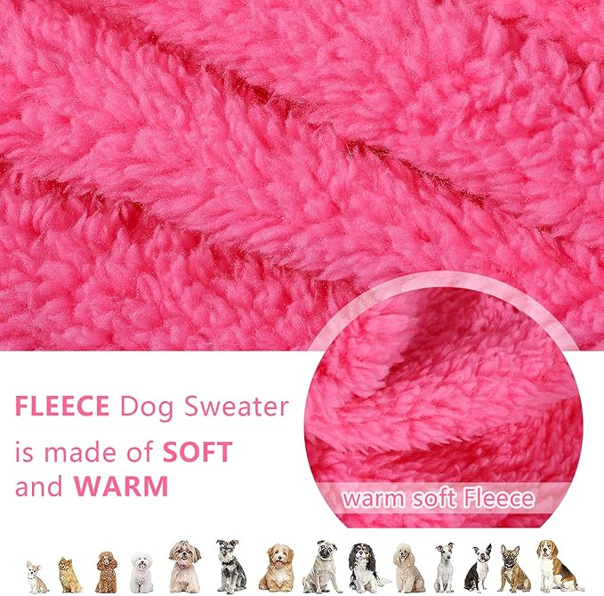 Dog Sweater Dog Winter Clothes for Small Dogs Boy Girl Pet Hoodies Puppy Cold Weather Coats Fall Doggie Sweatshirt for Chihuahua Yorkie Cat Sweater Costumes (Rose, X-Small)