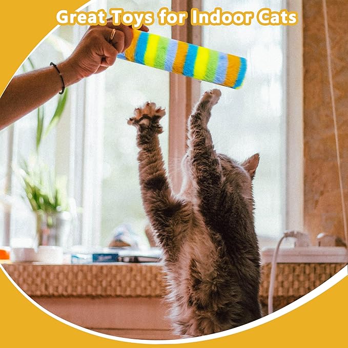 3 Pack Catnip Toys,Soft and Durable Cat Pillows Toys, Crinkle Sound Catnip Toys,Indoor Interactive Cat Kicker Toy, Companion Toys for Cats (Rainbow Set)