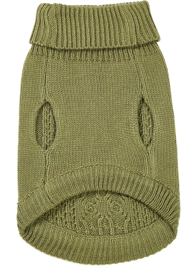 Stretchy Cat Sweater - 17 Colors & 6 Sizes | Snug Winter-Ready Knit for Boy/Girl Cats & Kittens(Olive Green, Large)