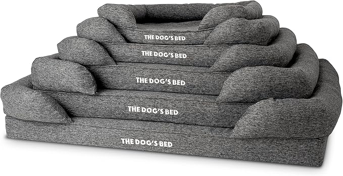 The Dog’s Bed, XL Grey Poly-Linen, Memory Foam, Pain Relief: Arthritis, Hip & Elbow Dysplasia, Post Surgery, Lameness, Supportive, Calming, Waterproof Washable Cover