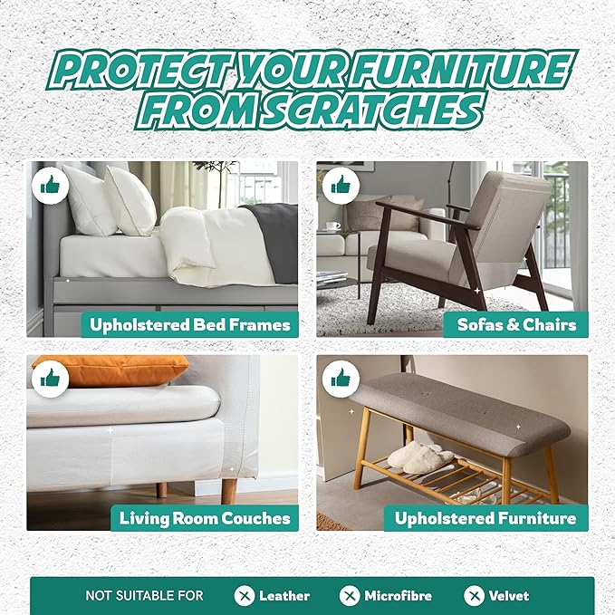 1 Roll Cat Scratch Furniture Protector Tape – Double-Sided Sticky Training (4" x 20ft) – Anti-Scratch Sofa & Couch Guard – Clear, Easy to Apply & Remove – Not for Leather, Velvet, Microfiber