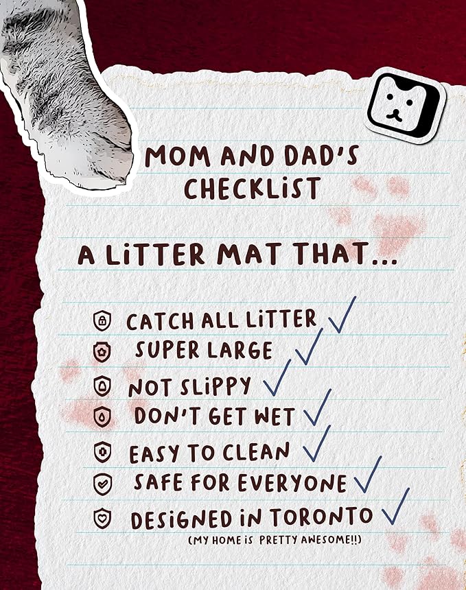 Lukamoo® Cute Cat Litter Mat (30’’x20’’), Large/L, for Kitty Litter & Cute Cat Litter Box, Litter Trapping Mat (Large (30'' x 20''), Snowy House)