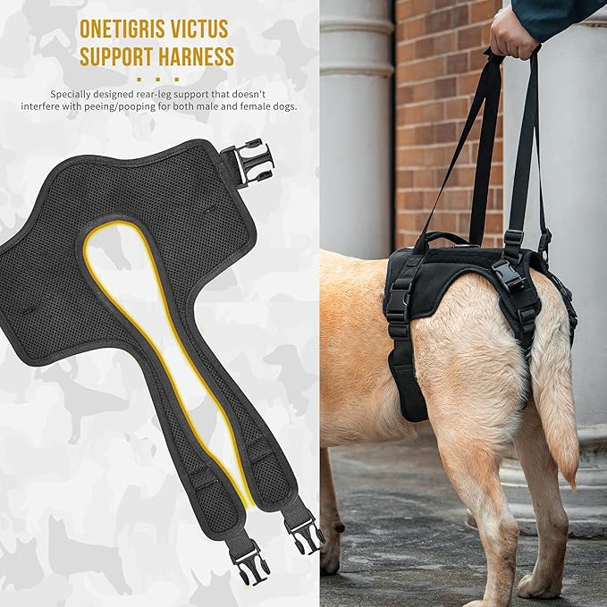 OneTigris Victus Support Harness,Lightweight & Simple Mobility Assistance Vest with Grab Handle | Pet Lifting Rehabilitation Gear | Rear Leg Support Straps