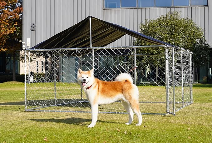 Outdoor Dog Playpen Heavy Duty Dog Kennel House Mesh Dog Big Cage Pet Kennel Steel Fence with Secure Lock