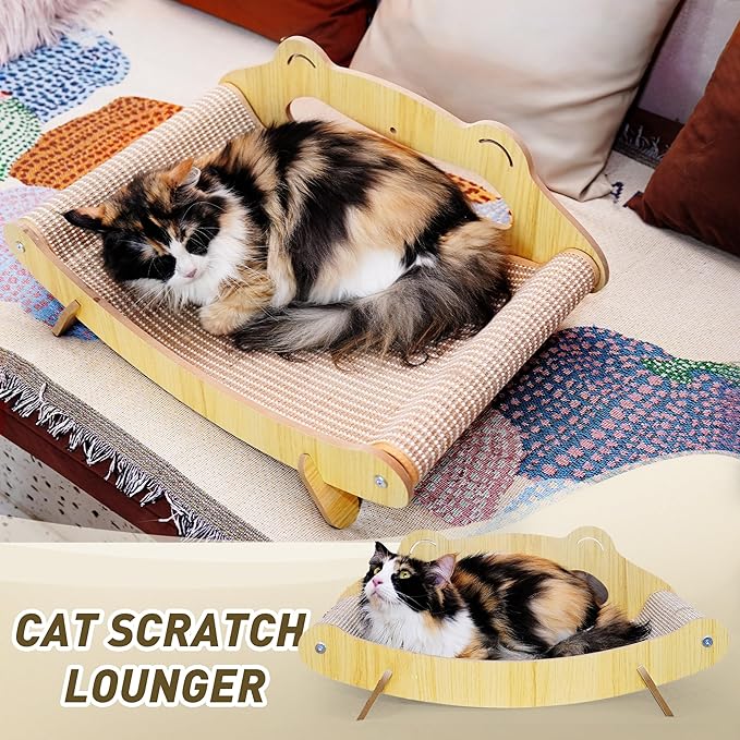 Extra Large Cat Scratcher Bed Lounge for Indoor Cats – Sisal Scratch Pad, Cat Lounger Couch Chair, Kitten Kitty Play Hammock, Feline Furniture, XL XXL Bigger Giant Curved Board (X-Large)