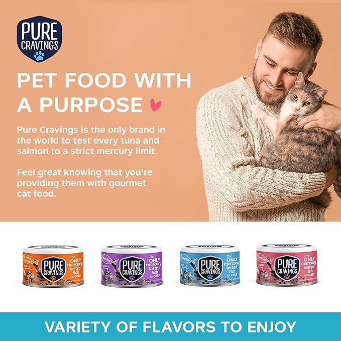 Wet Cat Food Canned Tuna Cutlets in Gravy, 100% Mercury-Tested, Moist Can Fish for Cats, Grain-Free, Protein, Non-GMO, Pack of 12