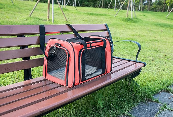 Soft Sided Carrier for Small Medium Cats Dogs,TSA Airline Approved Collapsible Travel Pet Carrier (Medium, Watermelon)