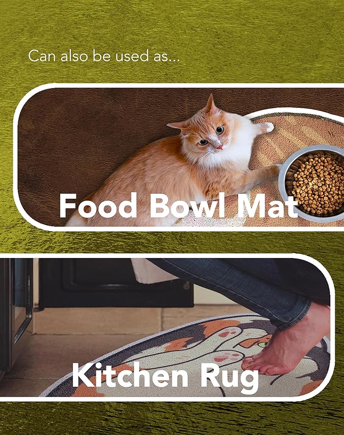Lukamoo® Cute Cat Litter Mat (30’’x20’’), Large/L, for Kitty Litter & Cute Cat Litter Box, Litter Trapping Mat (mackerel tabby)