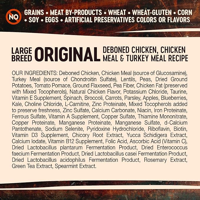 Wellness CORE Grain-Free High-Protein Large Breed Adult Dry Dog Food, Made in USA with Real Chicken & Natural Ingredients, With Glucosamine & Chondroitin to Support Joint Health (26-Pound Bag)