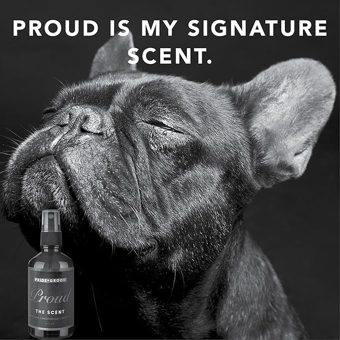 Pride and Groom Proud – Luxurious Dog Grooming Spray & Pet Deodorizer with Uniquely Uplifting, Fresh and Clean Signature Scent That’s Safe for Your Pet’s Sensitive Nose – 4 fl oz