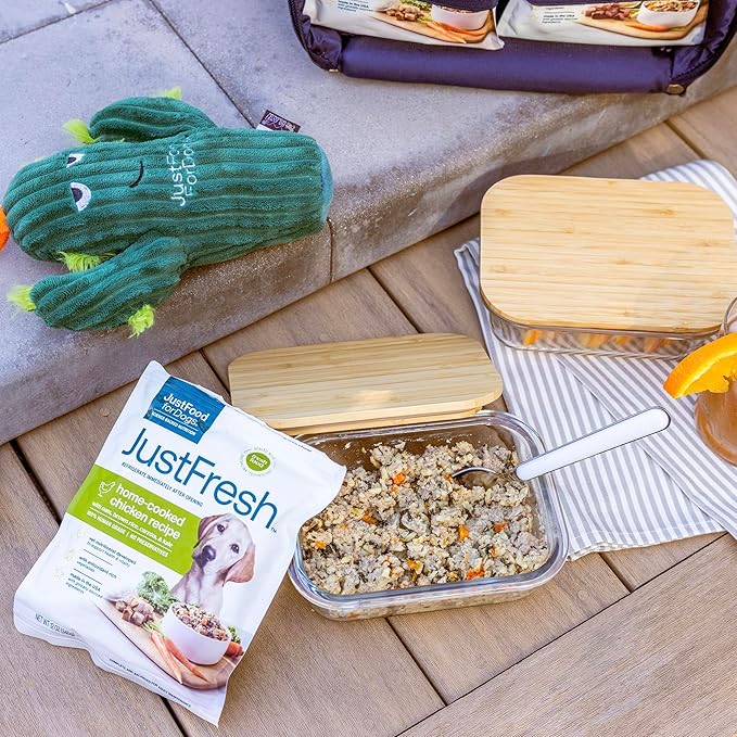 JustFoodForDogs JustFresh Wet Dog Food, Fresh Pet Meals and Toppers with No Preservatives, Resealable Package, Human Grade, Home-Cooked Beef and Chicken Variety, 12 oz - 7 Pack