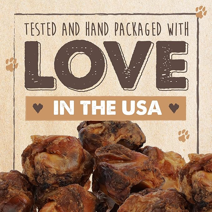 Mighty Paw Naturals Dog Bones - Cow Knee Caps & Knuckle Bones for Dogs (8 Pack) | 100% Natural Beef Knee Caps, Meaty Pet Treat