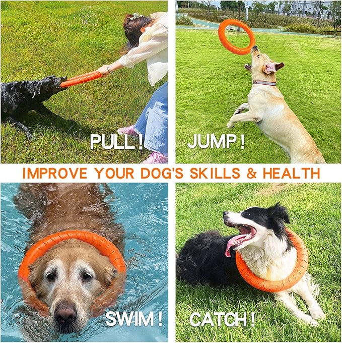 Dog Flying Disc Dog Chew Toy,Dog Toys for Aggressive Chewers Floating Dog Ring/Fetch Toys for Medium/Large Breeds Interactive Dog Pool Float Durable Toy for Training and Teeth Cleaning,28cm