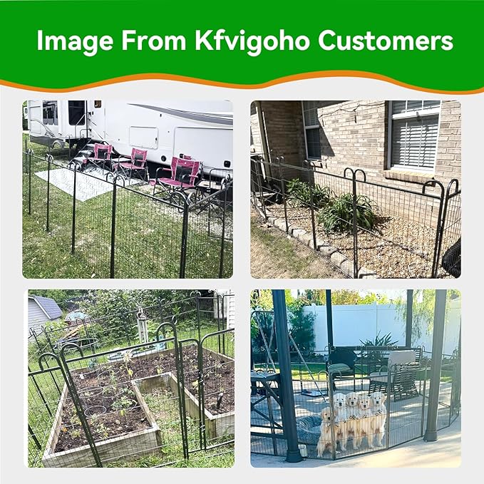 Dog Playpen Outdoor 32 Piece Panels Heavy Duty Dog Fence 47" Height Anti-Rust with Doors Portable for RV Camping Yard, Total 71FT, 406 Sq.ft, Snowy Black