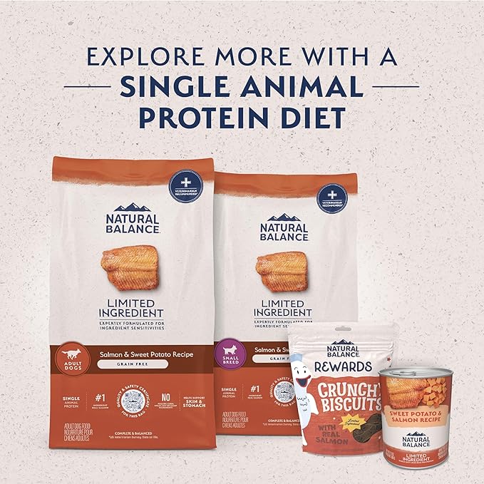 Natural Balance Limited Ingredient Adult Grain-Free Dry Dog Food, Salmon & Sweet Potato Recipe, 4 Pound (Pack of 1)