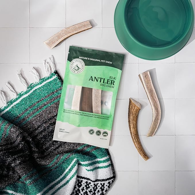 Mountain Valley Elk Antlers for Dogs - 100% Natural & Organic Chew for Aggressive Chewers, No Odor, No Mess, Long Lasting - Wild-Foraged Naturally Shed Antlers in USA - Grade A, Split Small (3 Pack)