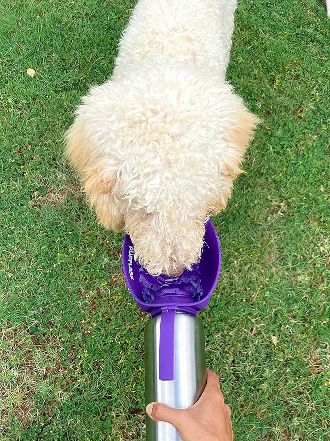 PupFlask Large Dog Water Bottle | 27 or 40 OZ Stainless Steel | Convenient Dog Drink Dispenser | Puppy Travel Water Bowl | Portable Pet Hydration Bottle | Leak Proof | Perfect Size For All Breeds