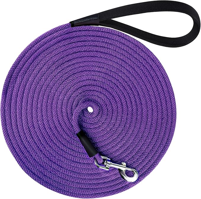 lynxking Check Cord Dog Leash Long Lead Training Tracking Line Comfortable Handle Heavy Duty Puppy Rope 10ft 15ft 30ft 50ft for Small Medium Large Dog