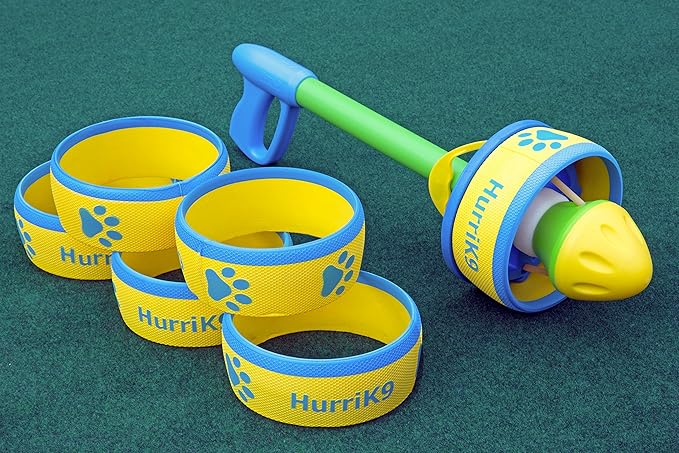 HurriK9 Flying Ring Launcher Dog Exerciser Starter Pack | Quickly Exercises Your Dog | Includes Launcher Starter Pack & 6 EVA Foam Rings