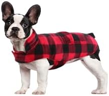 Kuoser Dog Winter Coat, Windproof Dog Fleece Jacket British Style Plaid Cold Weather Doggie Vest Coats, Reversible Cozy Warm Pet Clothes Apparel for Large Size Dogs L