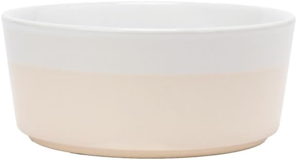 Waggo Dipper Ceramic Dog Bowl for Small and Large Breeds - Heavyweight and Durable Pet Food and Water Dish Crock, Dishwasher Safe, Modern (Small, Buttercream)