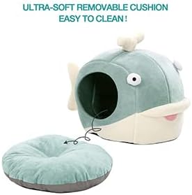 Lcybem Cat Beds for Indoor Cats - Cat Bed Cave with Removable Washable Cushioned Pillow, Soft Plush Premium Cotton No Deformation Pet Bed, Roomy Dolphin cat House Design, Multiple Sizes
