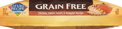 Nature's Recipe Grain Free Dry Dog Food, Chicken, Sweet Potato & Pumpkin Recipe, 12 lb. Bag