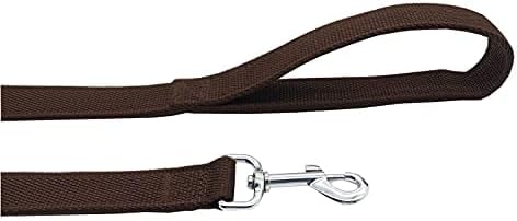 Strong Nylon Dog Leash with 2-Layer, 4 FT/ 6 Feet Long, 1 Inch Wide for Medium Large Dogs (1'' x 7 FT, Brown)