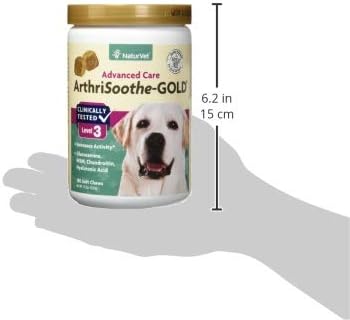 NaturVet ArthriSoothe-Gold Level 3 Advanced Joint Care for Dogs – Soft Chew Dog Supplement with Glucosamine, MSM, Chondroitin & Hyaluronic Acid – Wheat-Free Pet Supplements – 180 Ct.