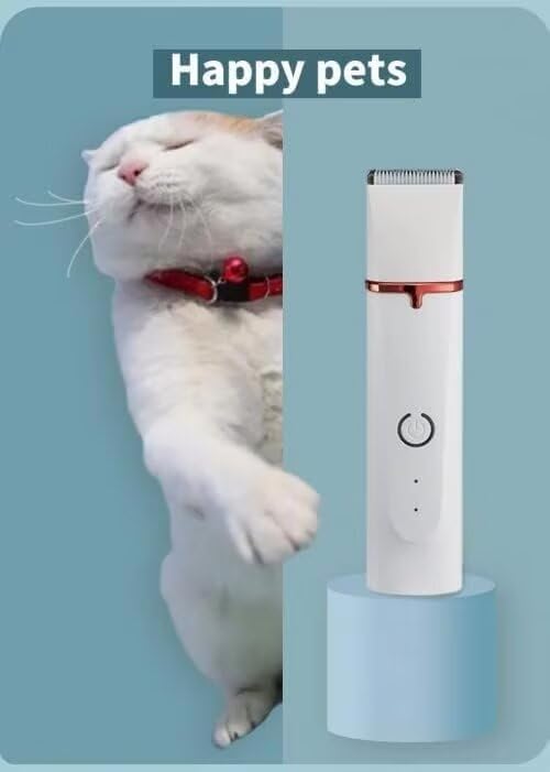 Dog Grooming Clippers Kit,Electric Rechargeable Cat Trimmer Tools,4 in 1 Multifunctional Low Noise Pet Shaver,Nail Grinder Haircutting System,Razor for Body Feet Paw Face Ears Nails Eyes,Hair Trimmer