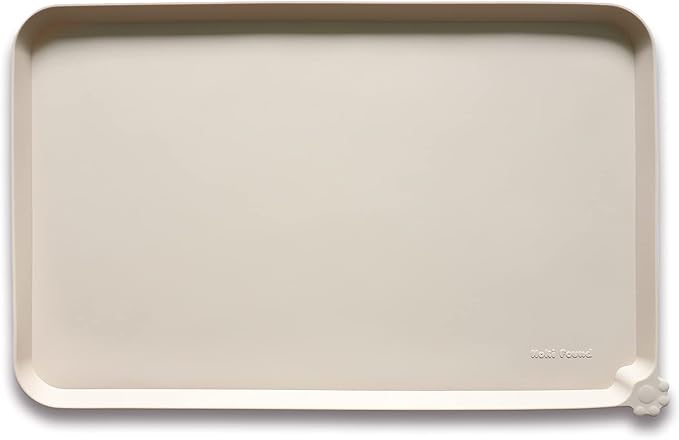 Hoki Found X-Large Non Slip Silicone Pet Food Mats - Tray for Dog Cat Bowl - Waterproof Dog Cat Food Mats for Carpet - Papayawhip