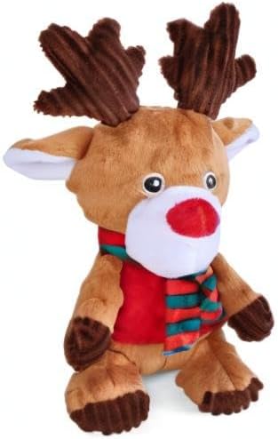 Blnboimrun Christmas Reindeer Plush Dog Toy with Squeaker, Holiday Chew Toys for Puppy Teething, Interactive Stuffed Animal with Crinkle Paper for Small Medium Dogs, Best Gift for Pets