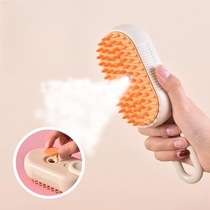 Pet Hair Removal Steam Brush With Enhanced Spray - Long Comb for Shedding - Cloud Care Water Brush for Long & Short Hair - Ideal for Indoor Cats & Dogs