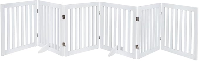 unipaws 120" Extra Wide Pet Gate, Free Standing Dog Gate for Doorways, Stairs, Foldable Puppy & Room Divider, Wooden Playpen for The House, Indoor Use (24" H, White)