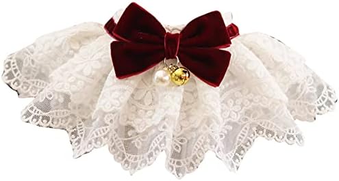 HEEPDD Pet Lace Bib Collar with Bow, Bandana Scarf Costume, Dress Up Accessories for Cats, Puppies, Medium Size