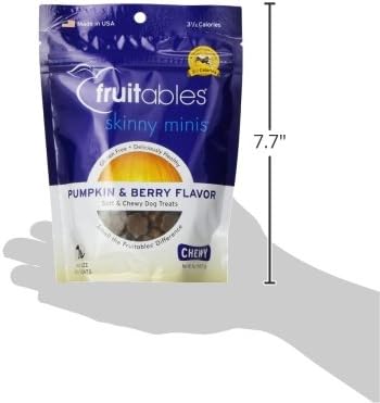 Fruitables Skinny Mini Dog Treats, Healthy Pumpkin Treat for Dogs, Low Calorie & Delicious, Puppy Training, No Wheat, Corn or Soy, Made in the USA, Pumpkin and Berry Flavor, 5oz