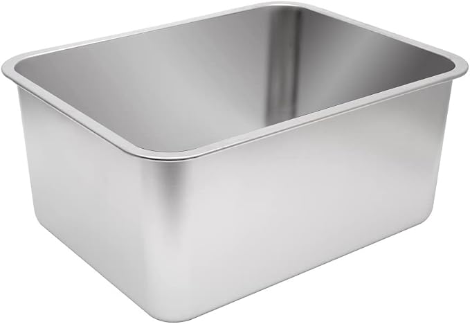 Kichwit Large Stainless Steel Cat Litter Box with High Sides, Metal Litter Pan for Cat, Non Stick Smooth Surface, Easy to Clean (17.5" L x 13.5" W x 7.9" H)