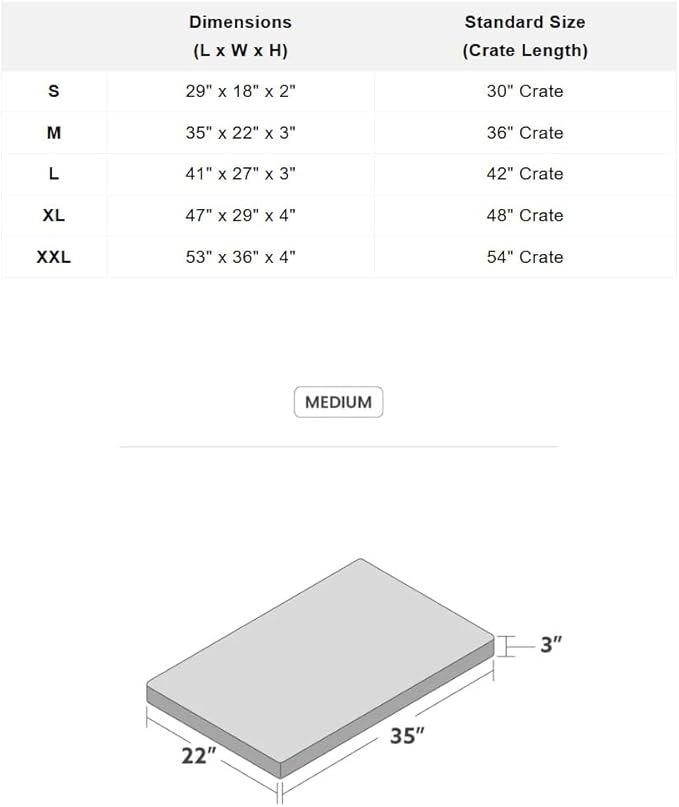 K9 Ballistics Tough Ripstop Orthopedic Crate Bed - Durable Kennel Pad with Washable Cover for Puppies and Medium Dogs, 35 x 22 fits 36” Wire Crate, Blue Quartz