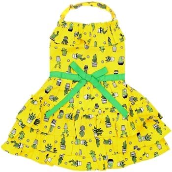 Parisian Pet Tired Cactus Printed Summer Dress - 100% Cotton Breathable Dog Clothes - Beach Outfit - Cat Apparel - Dresses for Small Dogs Girl - XS