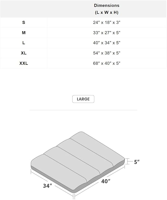 K9 Ballistics Tough Rectangle Pillow Large Dog Bed - Removable Cover, Washable, Durable & Water Resistant Dog Bed Made for Large Dogs 40"x34" Sandstone